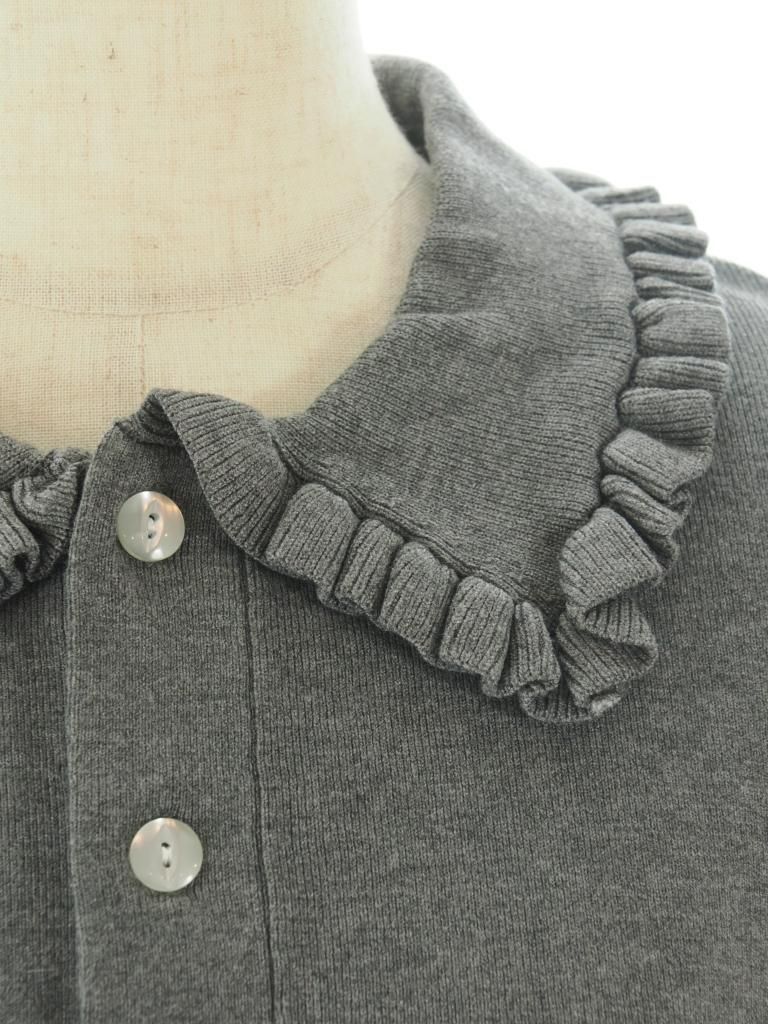 Rhodolirion ロドリリオン - Frill Polo Sweater フリルポロセーター - H.Grey