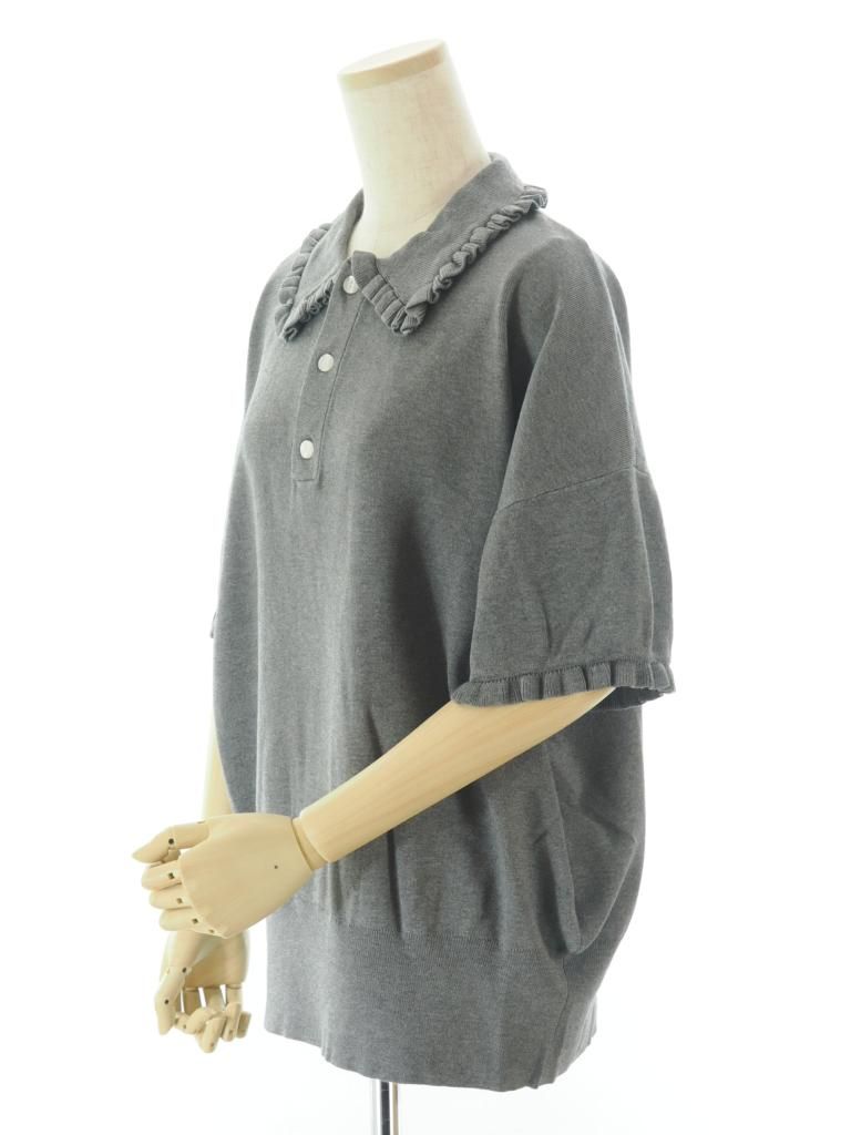 Rhodolirion ロドリリオン - Frill Polo Sweater フリルポロセーター - H.Grey