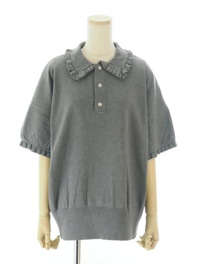 Rhodolirion ロドリリオン - Frill Polo Sweater フリルポロセーター - H.Grey