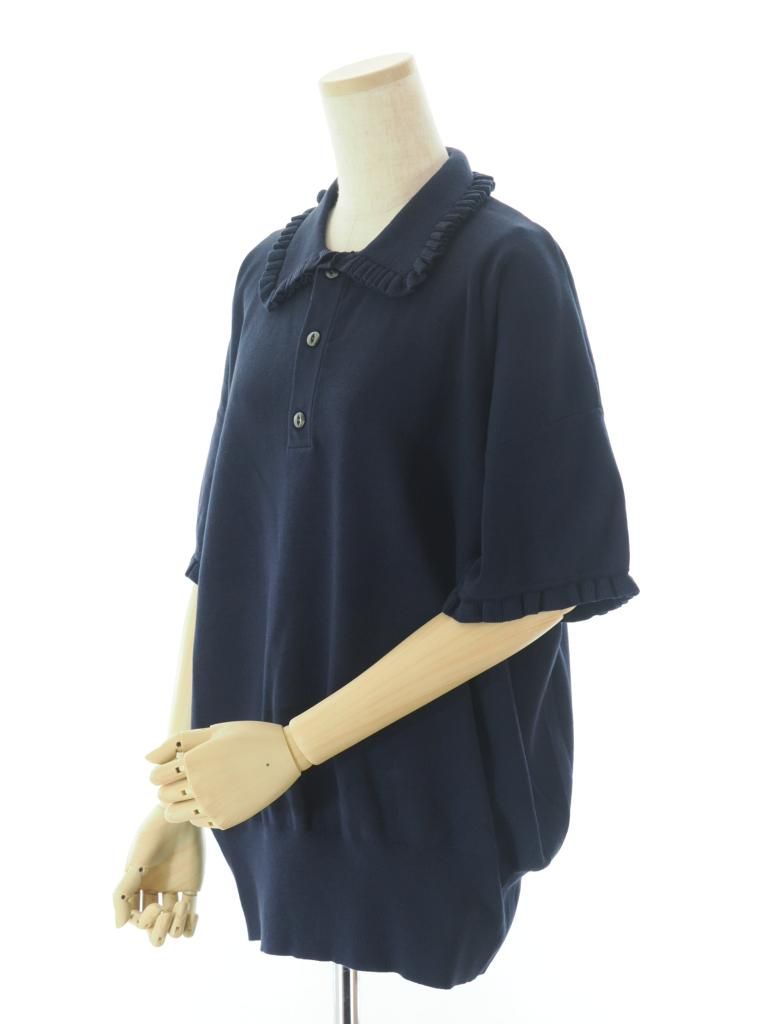 Rhodolirion ロドリリオン - Frill Polo Sweater フリルポロセーター - Navy