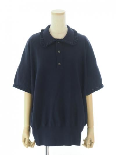 Rhodolirion ロドリリオン - Frill Polo Sweater フリルポロセーター - Navy