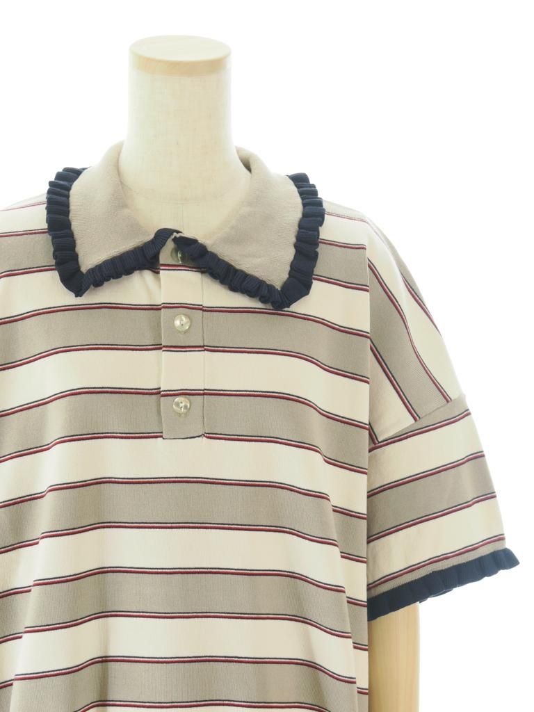 Rhodolirion ロドリリオン - Frill Polo Sweater フリルポロセーター - Beige