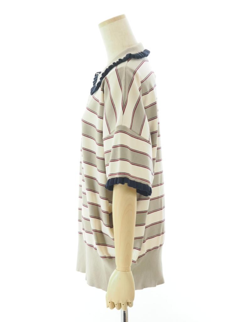 Rhodolirion ロドリリオン - Frill Polo Sweater フリルポロセーター - Beige