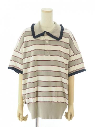 Rhodolirion ロドリリオン - Frill Polo Sweater フリルポロセーター - Beige