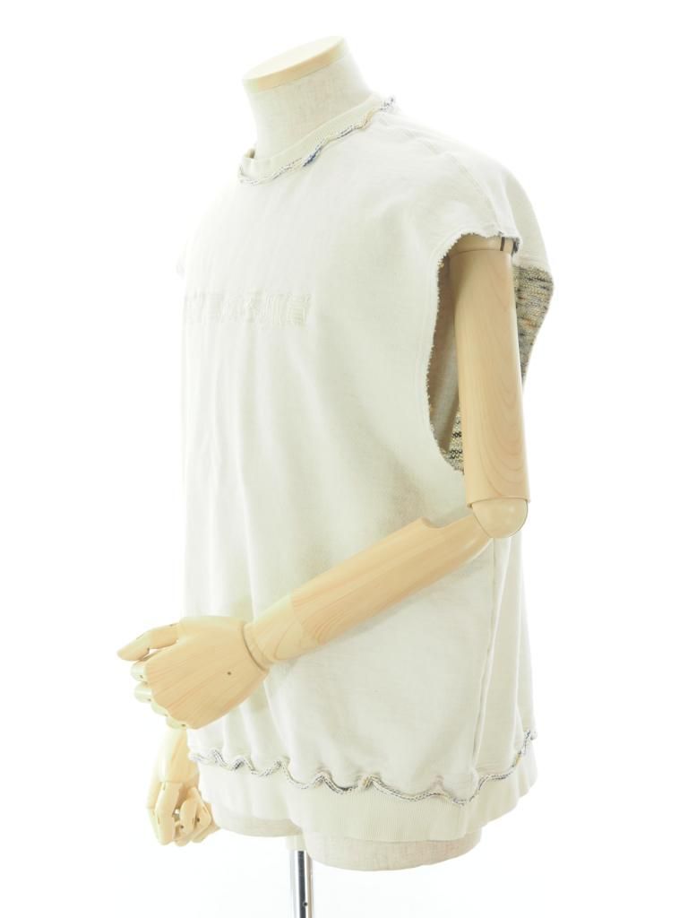 TUITACI 朔 ツイタチ - Inlay French Terry Sleeveless Sweater - Ivory