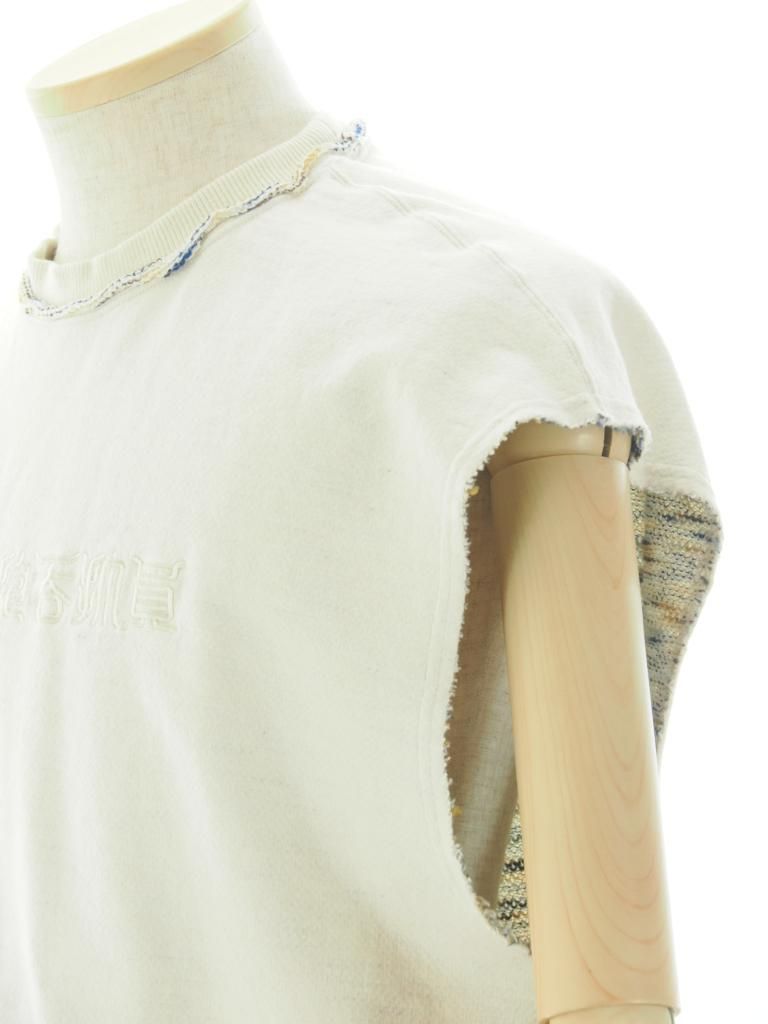 TUITACI 朔 ツイタチ - Inlay French Terry Sleeveless Sweater - Ivory