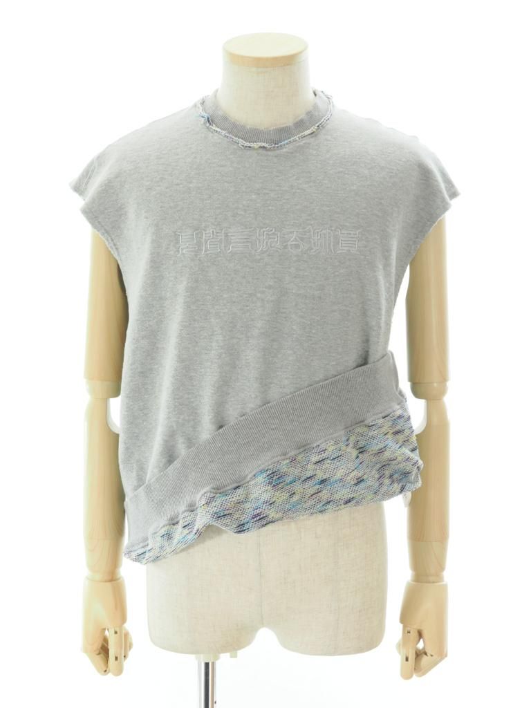 TUITACI 朔 ツイタチ - Inlay French Terry Sleeveless Sweater - Grey