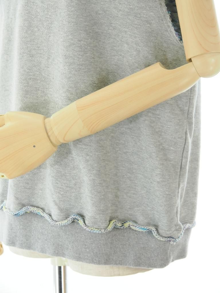 TUITACI  ĥ - Inlay French Terry Sleeveless Sweater - Grey
