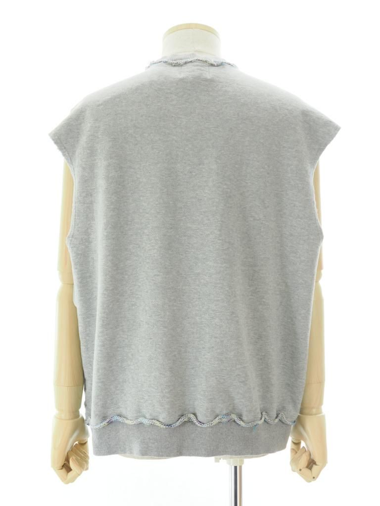 TUITACI 朔 ツイタチ - Inlay French Terry Sleeveless Sweater - Grey