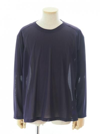 Needles ニードルズ - L/S U Neck Tee ロングスリーブユーネックティー - Poly Mesh - Eggplant