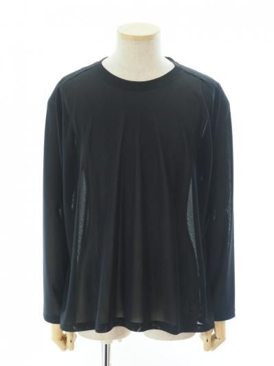 Needles ニードルズ - L/S U Neck Tee ロングスリーブユーネックティー - Poly Mesh - Black
