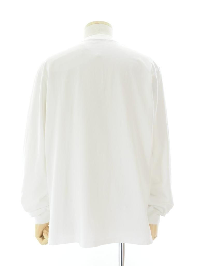 Engineered Garments エンジンニアドガーメンツ - Printed Cross Crew Neck L/S Tshirt - Book - White