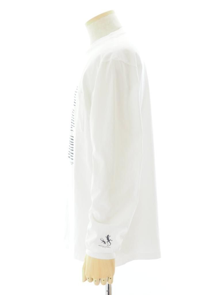 Engineered Garments エンジンニアドガーメンツ - Printed Cross Crew Neck L/S Tshirt - Book - White