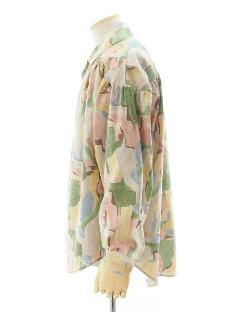 AiE エーアイイー - Painter Shirt ペインターシャツ - Abstract Printed L/C Cloth - Pink / Beige