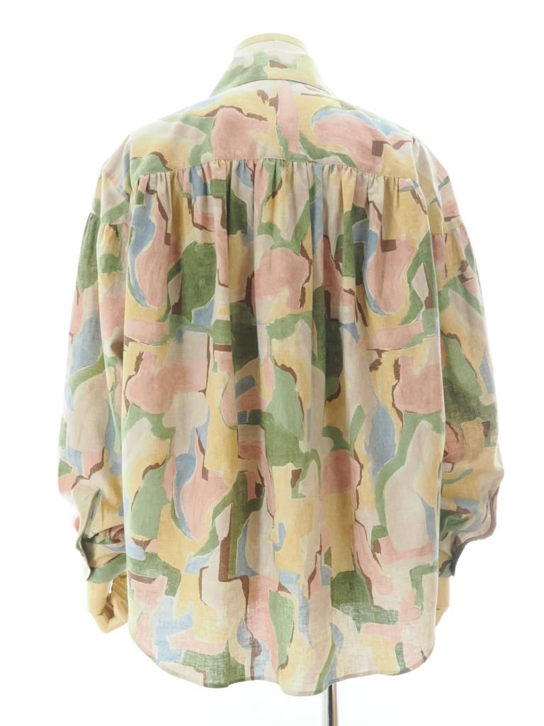 AiE エーアイイー - Painter Shirt ペインターシャツ - Abstract Printed L/C Cloth - Pink / Beige