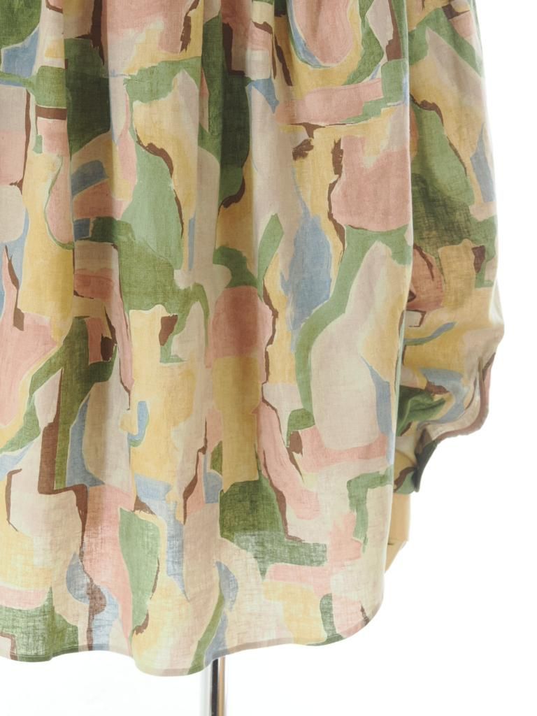 AiE エーアイイー - Painter Shirt ペインターシャツ - Abstract Printed L/C Cloth - Pink / Beige
