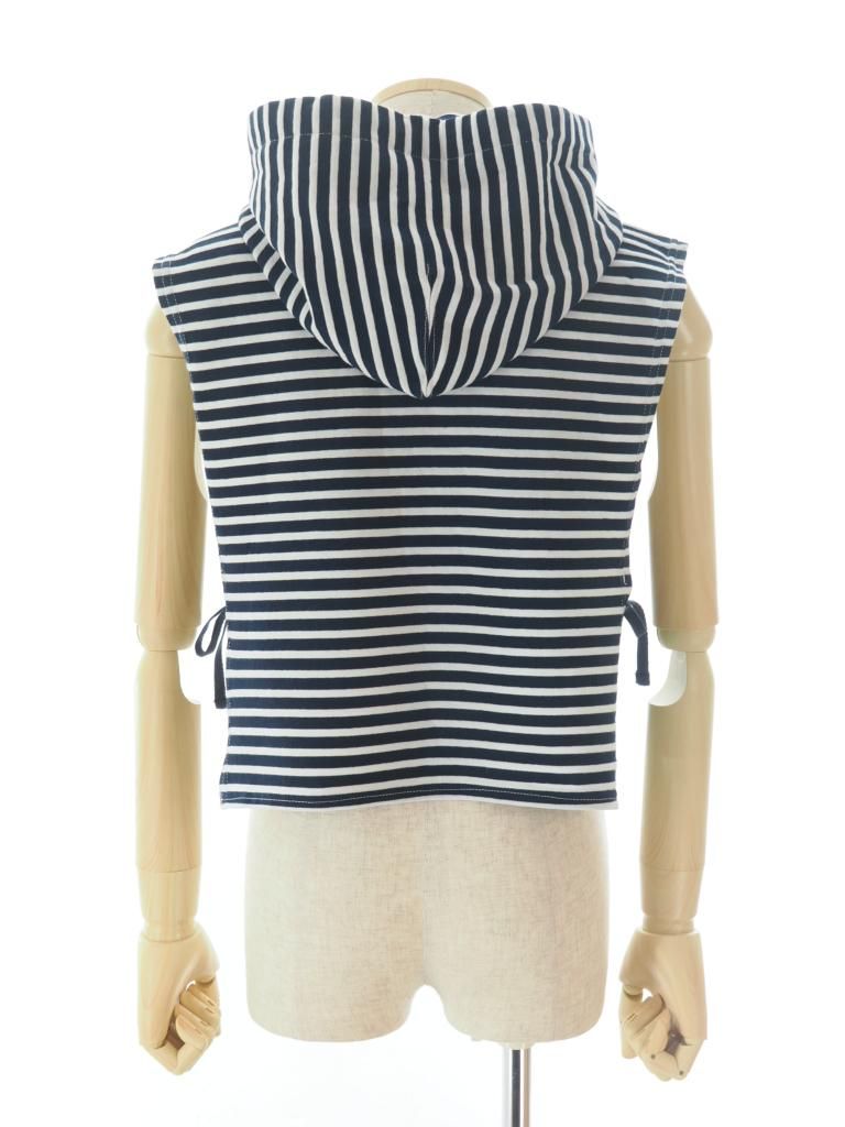 Engineered Garments エンジンニアドガーメンツ - Hooded Interliner - PC Stripe Jersey - Navy / White