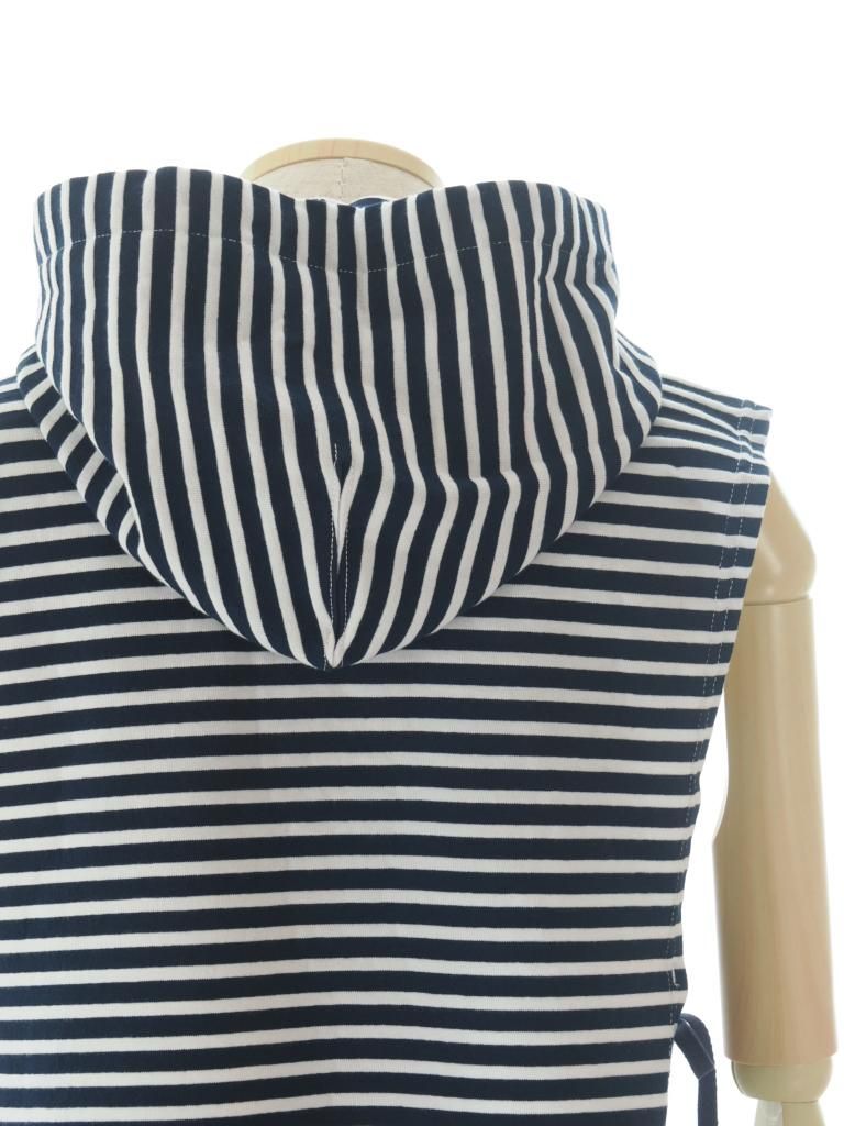 Engineered Garments エンジンニアドガーメンツ - Hooded Interliner - PC Stripe Jersey - Navy / White