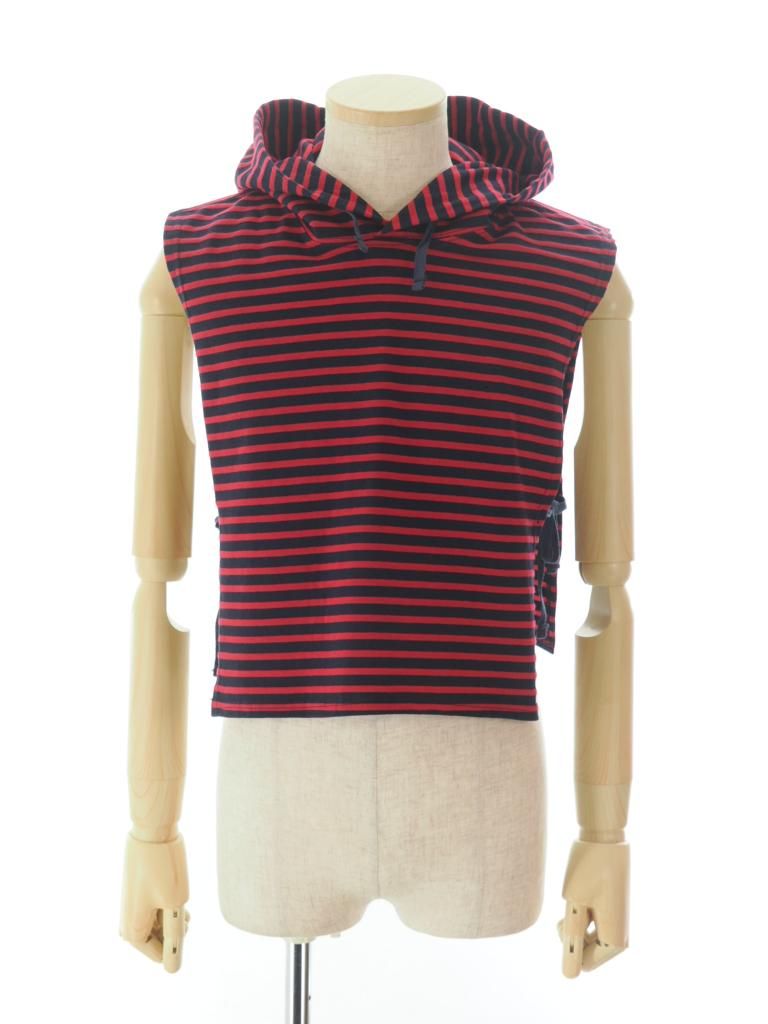 Engineered Garments エンジンニアドガーメンツ - Hooded Interliner - PC Stripe Jersey - Red / Navy