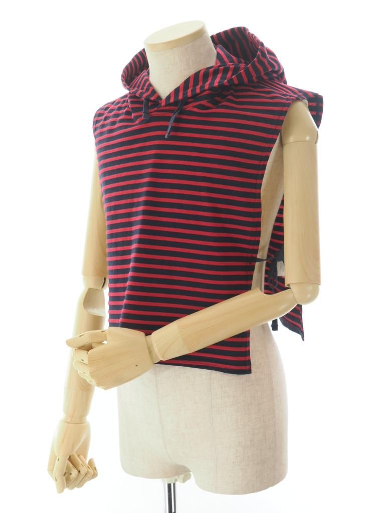 Engineered Garments エンジンニアドガーメンツ - Hooded Interliner - PC Stripe Jersey - Red / Navy