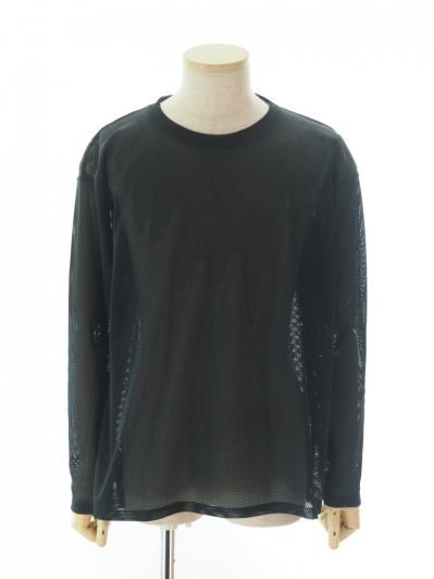 South2 West8 サウスツーウエストエイト - Crew Neck Shirt クルーネックシャツ - Knit Mesh - Black
