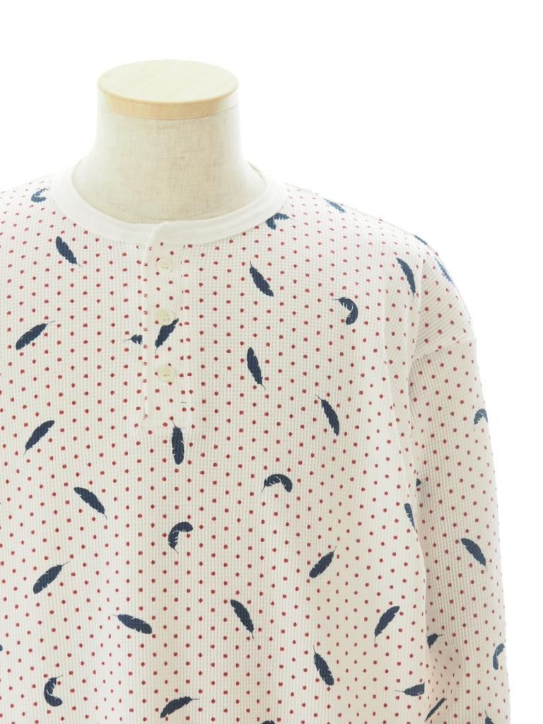 TUITACI 朔 ツイタチ - Henry Neck Feather Thermal ヘンリーネックフェザーサーマル - White
