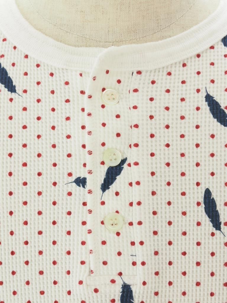 TUITACI 朔 ツイタチ - Henry Neck Feather Thermal ヘンリーネックフェザーサーマル - White
