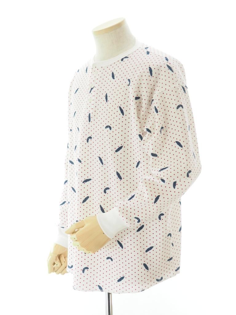 TUITACI 朔 ツイタチ - Henry Neck Feather Thermal ヘンリーネックフェザーサーマル - White