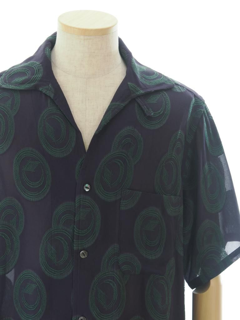 Needles ニードルズ - Italian Collar S/S Shirt イタリアンカラーショートスリーブシャツ - R/PE Ring Cut Jq - Purple / Green