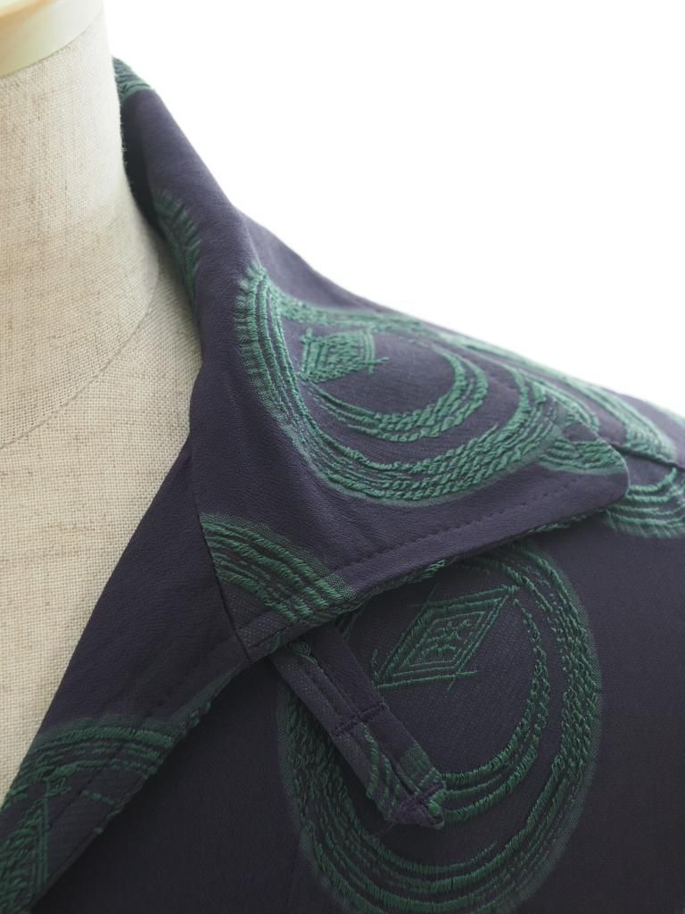 Needles ニードルズ - Italian Collar S/S Shirt イタリアンカラーショートスリーブシャツ - R/PE Ring Cut Jq - Purple / Green
