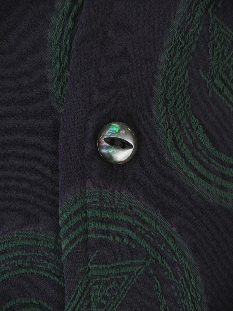 Needles ニードルズ - Italian Collar S/S Shirt イタリアンカラーショートスリーブシャツ - R/PE Ring Cut Jq - Purple / Green