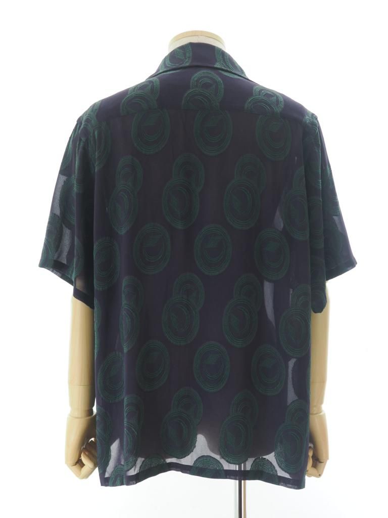Needles ニードルズ - Italian Collar S/S Shirt イタリアンカラーショートスリーブシャツ - R/PE Ring Cut Jq - Purple / Green