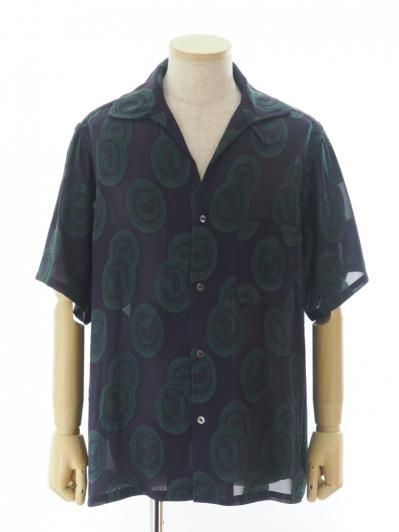 Needles ニードルズ - Italian Collar S/S Shirt イタリアンカラーショートスリーブシャツ - R/PE Ring Cut Jq - Purple / Green