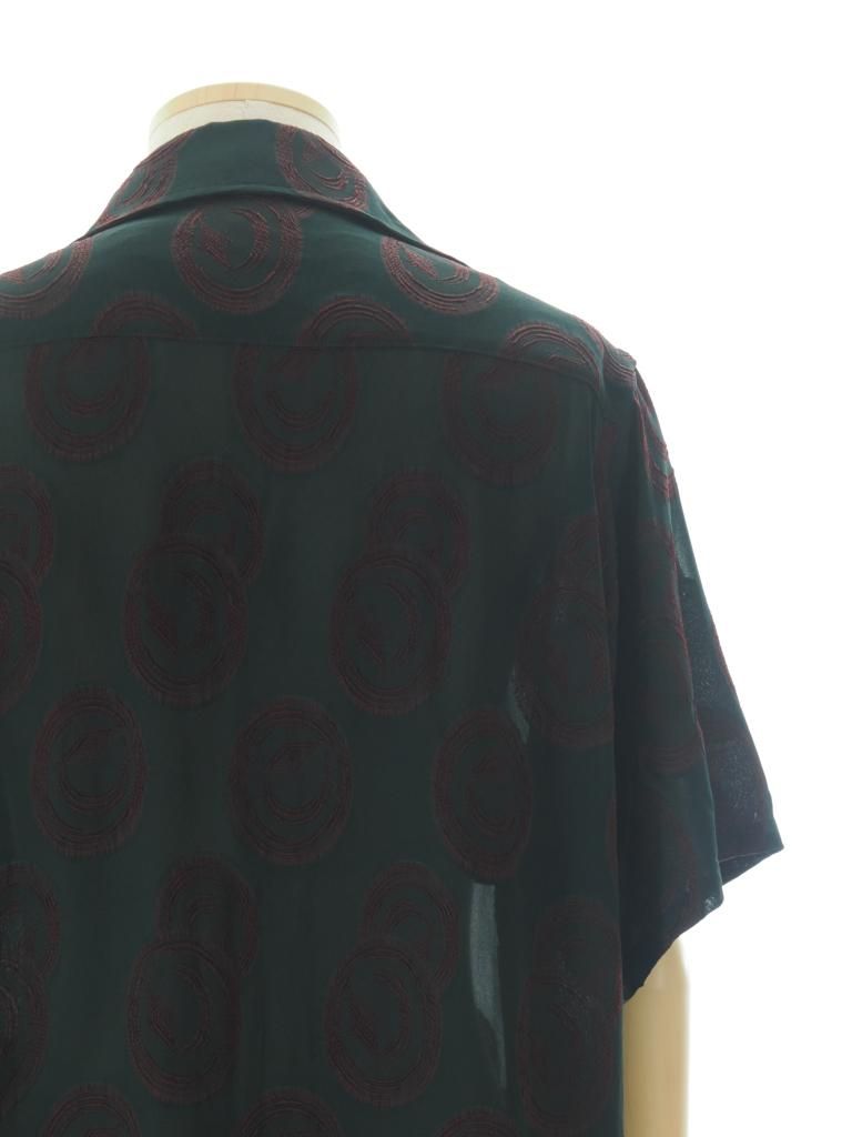 Needles ニードルズ - Italian Collar S/S Shirt イタリアンカラーショートスリーブシャツ - R/PE Ring Cut Jq - Green / Bordeaux