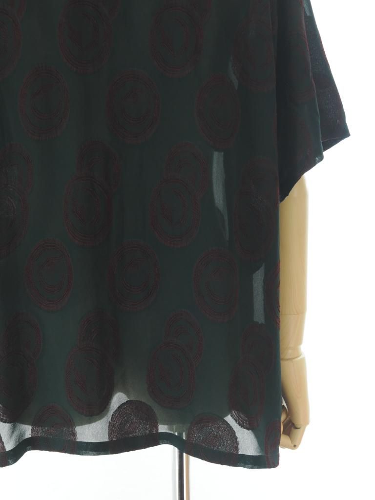 Needles ニードルズ - Italian Collar S/S Shirt イタリアンカラーショートスリーブシャツ - R/PE Ring Cut Jq - Green / Bordeaux