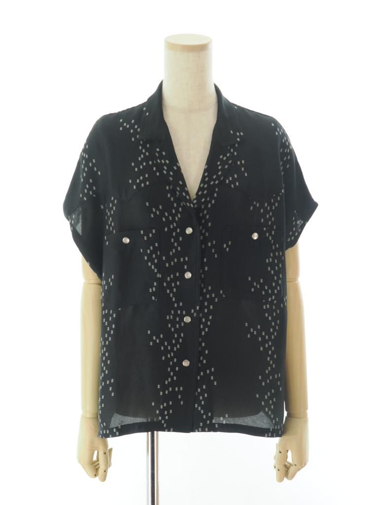 Needles ニードルズ - French Sleeve Cowboy Blouse フレンチスリーブカウボーイブラウス - R/AC Square Dot Jacquard - Off White