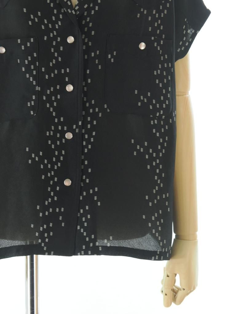 Needles ニードルズ - French Sleeve Cowboy Blouse フレンチスリーブカウボーイブラウス - R/AC Square Dot Jacquard - Off White