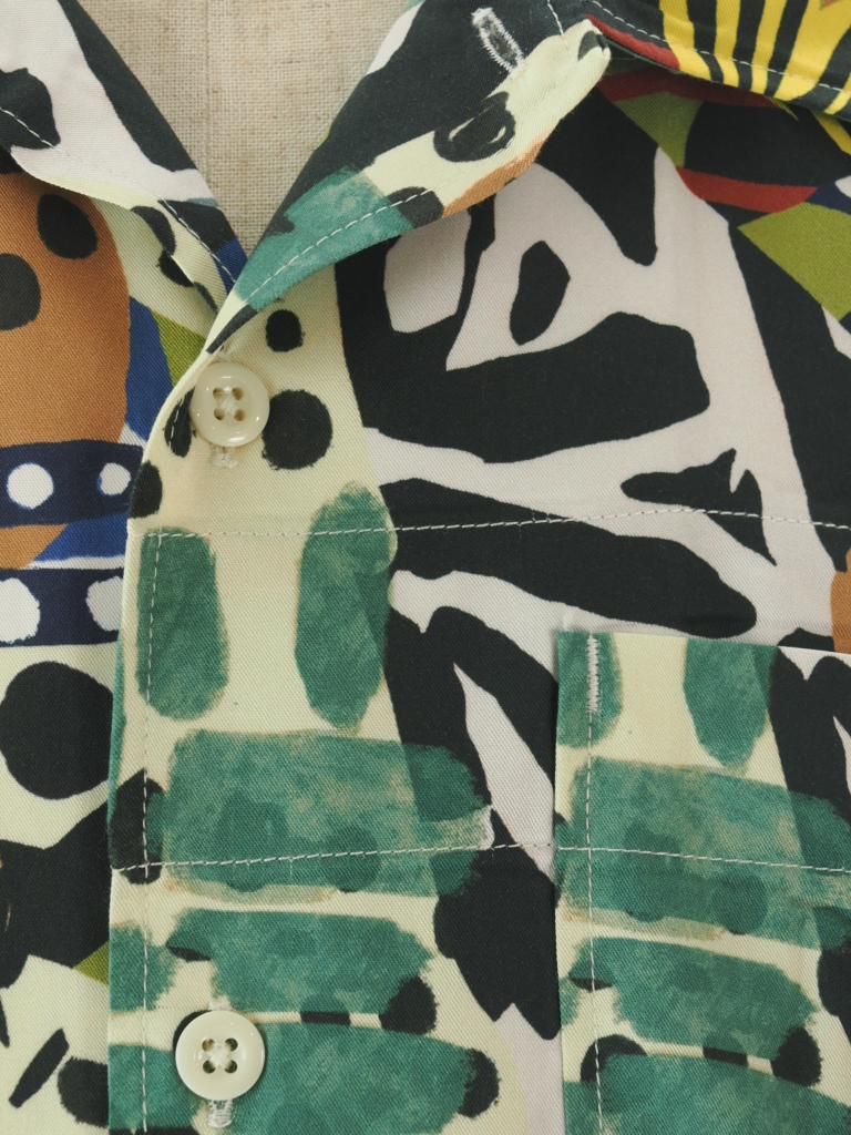 Engineered Garments エンジニアドガーメンツ - Camp Shirt キャンプシャツ - African Print Patchwork - Multi Color