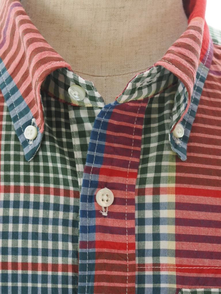 Engineered Garments エンジニアドガーメンツ - Popover BD Shirt ポップオーバーボタンダウンシャツ - Big Madras Plaid - Red / Green