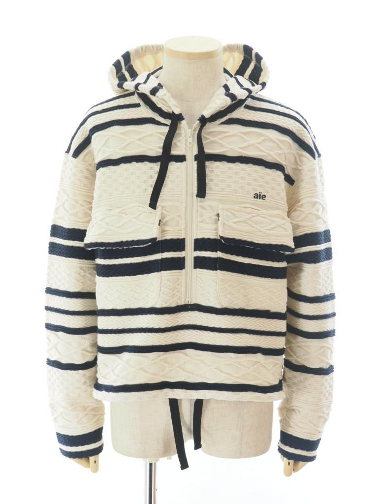 AiE エーアイイー - SPO Hoody エスピーオーフーディ - Cable Jacquard Jersey - Navy