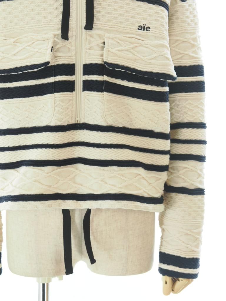 AiE エーアイイー - SPO Hoody エスピーオーフーディ - Cable Jacquard Jersey - Navy