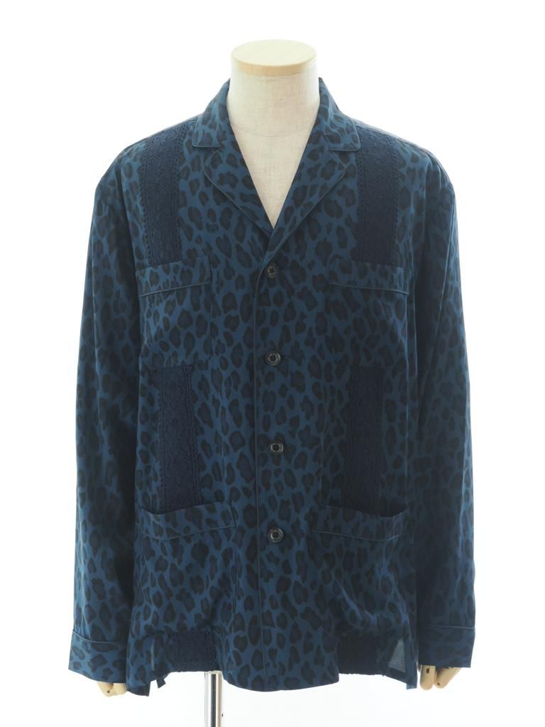 TUITACI 朔 ツイタチ - Leopard Sleeping Shirt レオパードスリーピングシャツ - Navy