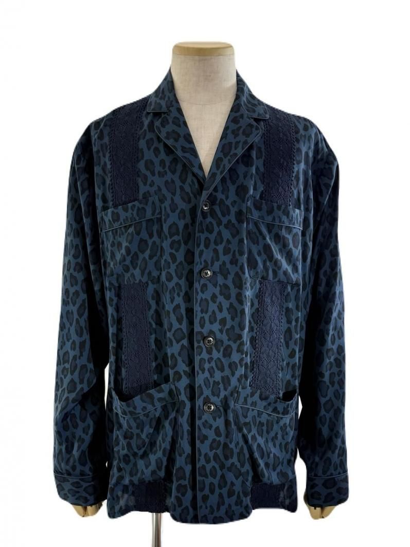 TUITACI 朔 ツイタチ - Leopard Sleeping Shirt レオパードスリーピングシャツ - Navy