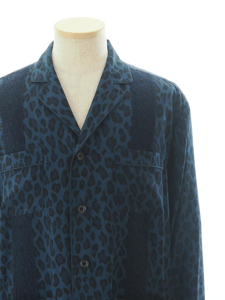 TUITACI 朔 ツイタチ - Leopard Sleeping Shirt レオパードスリーピングシャツ - Navy