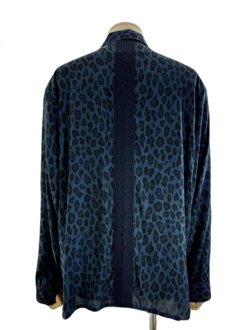 TUITACI 朔 ツイタチ - Leopard Sleeping Shirt レオパードスリーピングシャツ - Navy