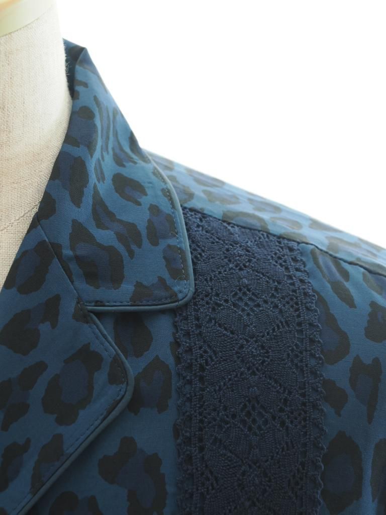 TUITACI 朔 ツイタチ - Leopard Sleeping Shirt レオパードスリーピングシャツ - Navy