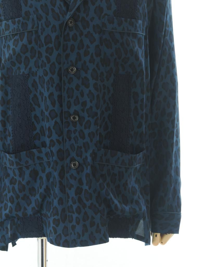 TUITACI 朔 ツイタチ - Leopard Sleeping Shirt レオパードスリーピングシャツ - Navy