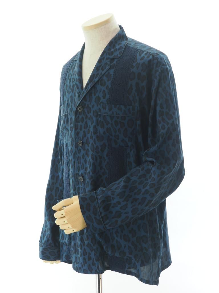 TUITACI 朔 ツイタチ - Leopard Sleeping Shirt レオパードスリーピングシャツ - Navy