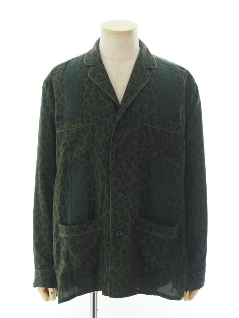 TUITACI 朔 ツイタチ - Leopard Sleeping Shirt レオパードスリーピングシャツ - Olive