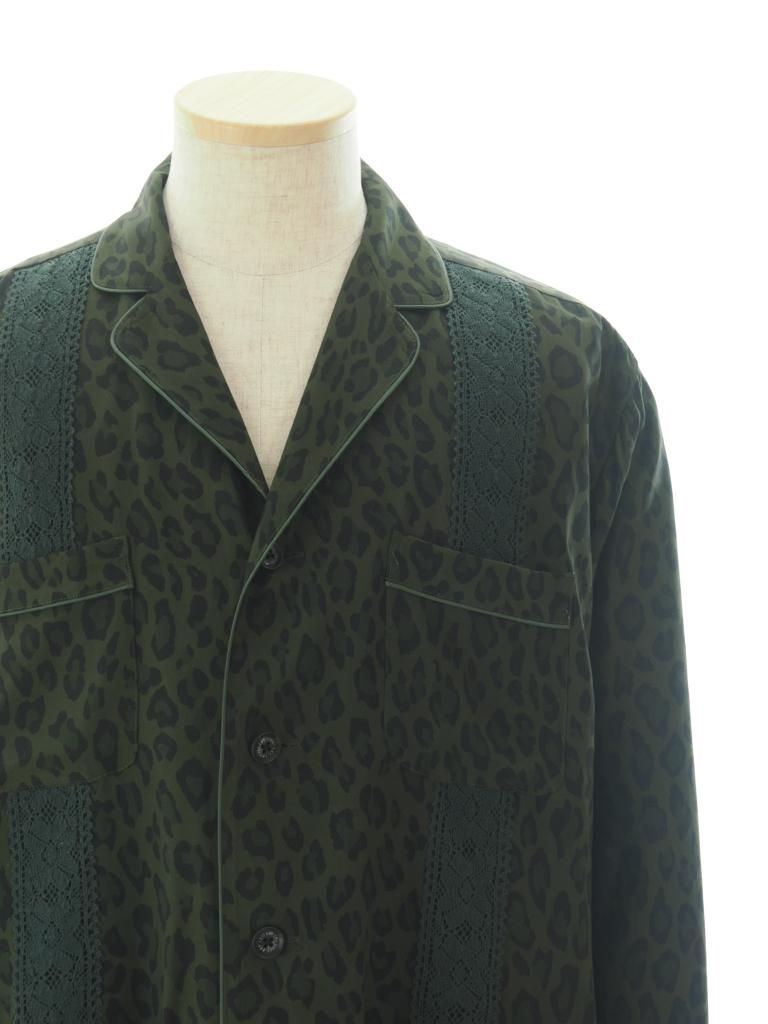 TUITACI 朔 ツイタチ - Leopard Sleeping Shirt レオパードスリーピングシャツ - Olive